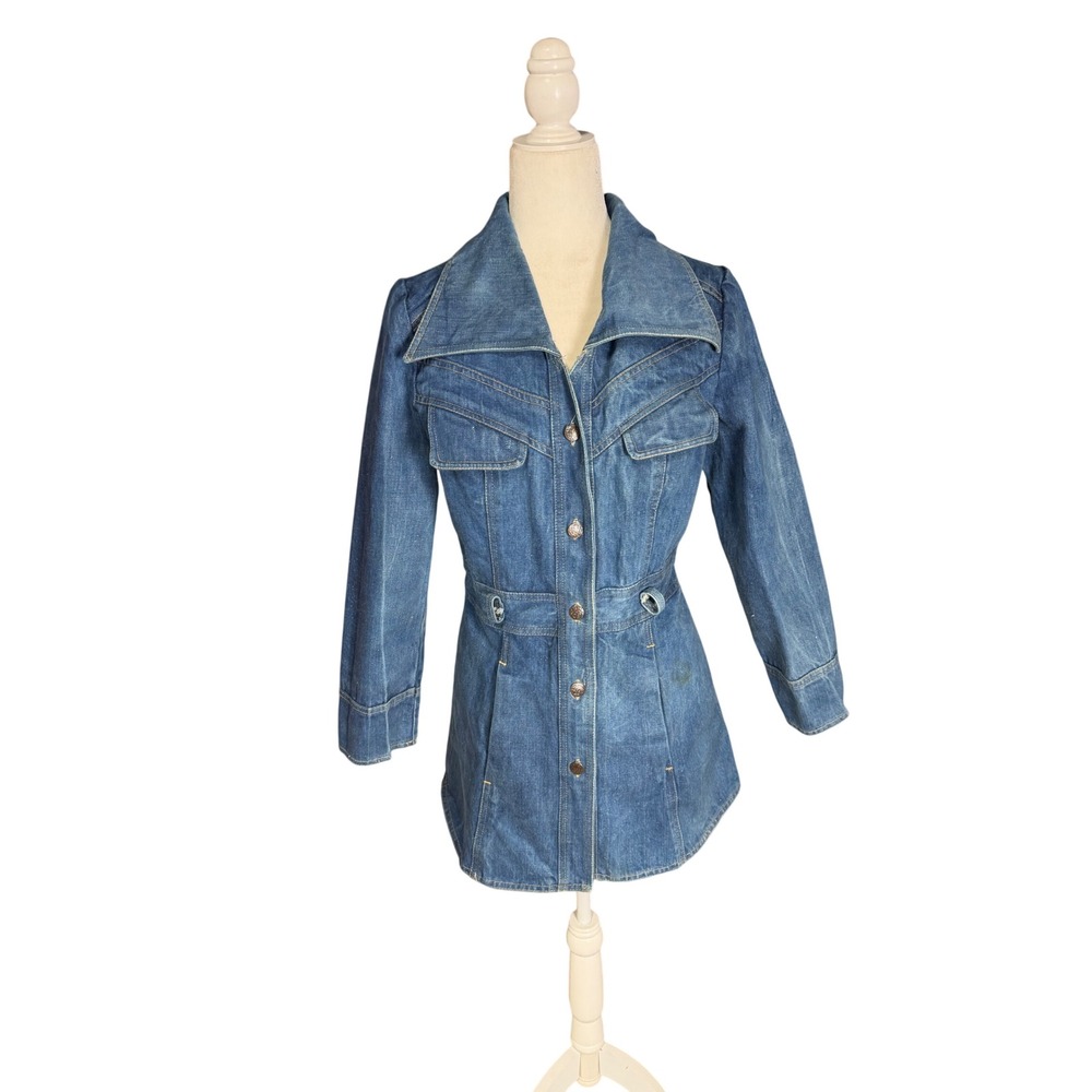 Vintage 70s Western‎ Denim Jacket Tunic Cowgirl Boho Festival